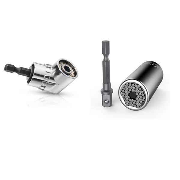 Unique Incredibly Helpful Socket Tools - Choose from  Right Angle Power Drill Extension OR Pro Grade Universal Socket Tool - Order both and SHIPPING IS FREE!