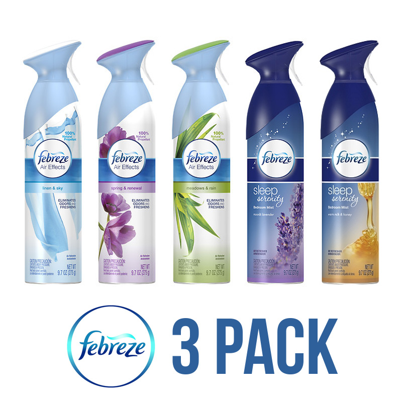 3 Pack of Febreze Air Effects Spray Choose from 5 Scents SHIPS FREE