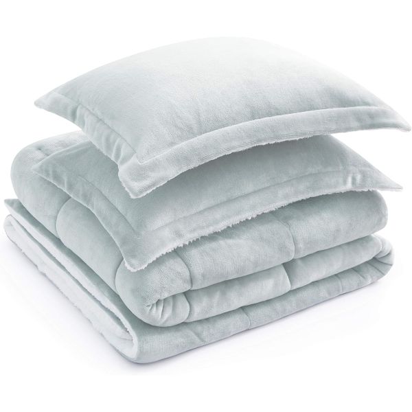 3 Piece Ultra Soft Plush Sherpa Fleece Comforter Set with Pillow Shams ...
