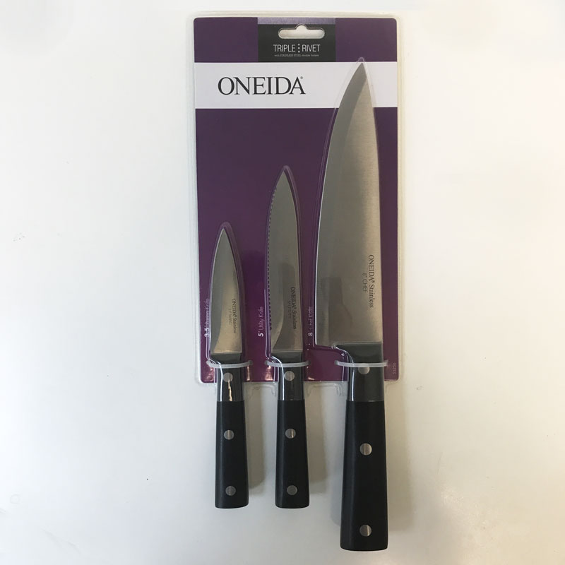 Oneida Cooking Tools Oneida 3 Piece Triple Rivet Chef, Utility, and Pairing Knife Set - 13 Deals