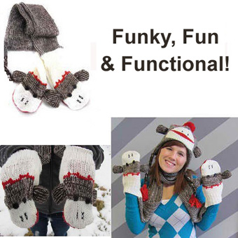 Sock Monkey Scarf with Built-I...