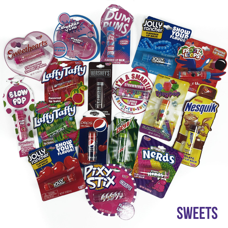 5 Pk Flavored Lip Balms - Junk Food or Sweets - Bacon