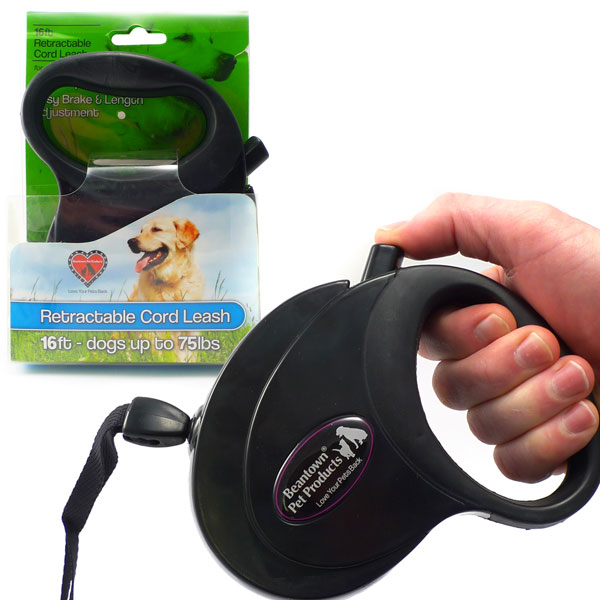 Retractable 16 Foot Cord Leash For Dog Up To 75 Pounds