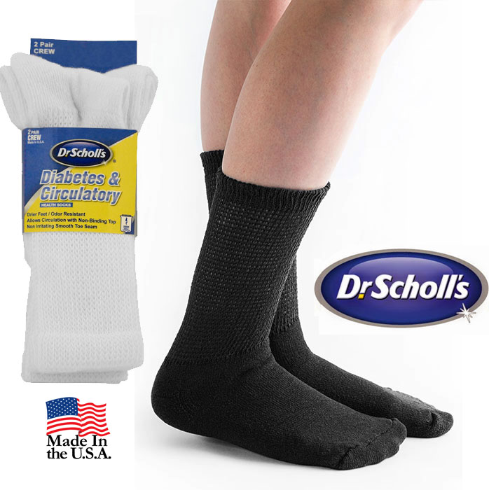 4 Pairs of Dr. Scholl's Diabetic and Circulatory Crew Socks - Black or White - $7.49 (Reg. $26) SHIPS FREE!