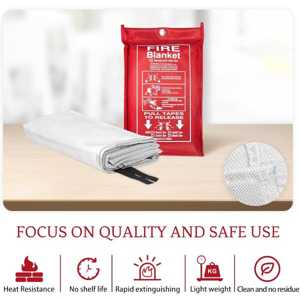 4-Pack Large Fire Blankets For Home, Kitchen, Office – Emergency Fire Safety Blankets