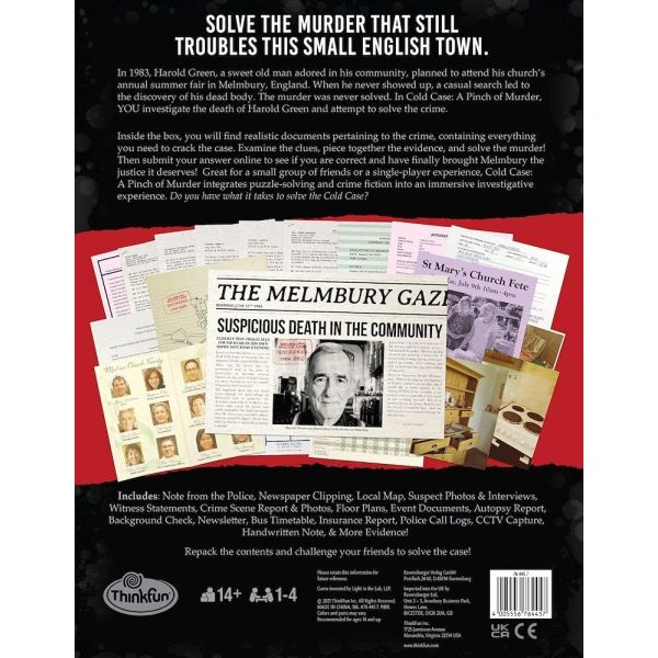 ThinkFun Cold Case: A Pinch Of Murder – A Murder Mystery Game In A Box For Ages 14 And Up A Pinch Of Murder 1347939605