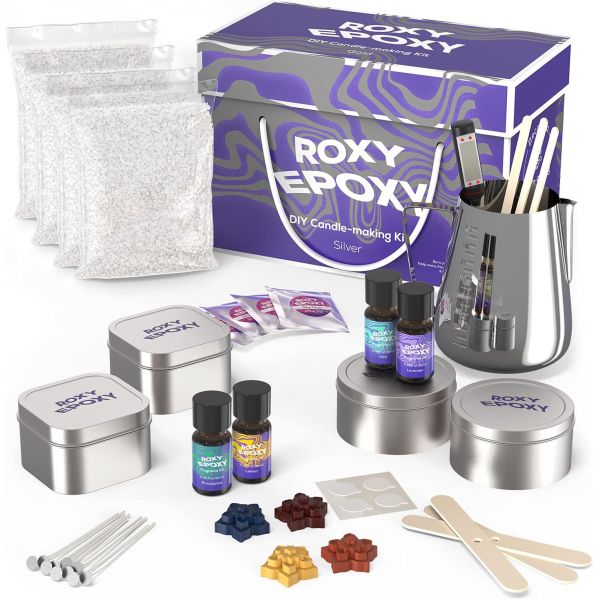 CLEARANCE - DIY Candle Making Kit - Complete Supplies Set to Make Your Own Candles - Includes 2lb Soy Wax, Candle Tins, Fragrances, Color Dyes, Melting Pot - This package includes everything you need to make beautiful candles with amazing scents! NOTE: Remember, a lot of this kit can be used to make unlimited candles! The tins, pot, thermometer, setter etc. Even the oils included are enough to make many more candles! - - Order 2 or more kits and SHIPPING IS FREE!