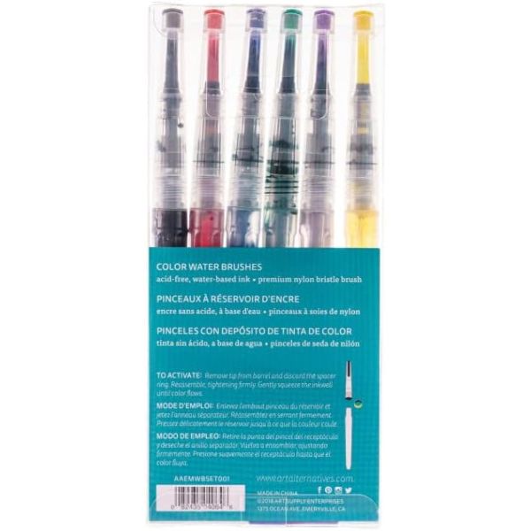 Art Alternatives Waterbrush Paint Markers - Set of 6 Colors - These are ...