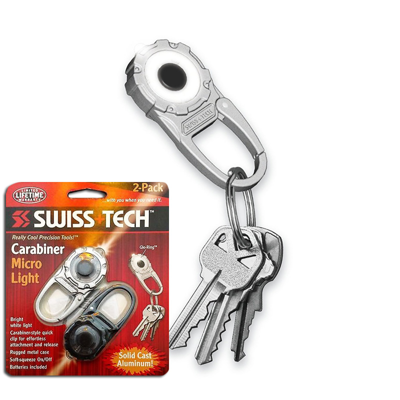 2 Pack Swiss Tech Solid Cast Aluminum Carabiner Micro Light Keychain - $3.99 - Ships Free
