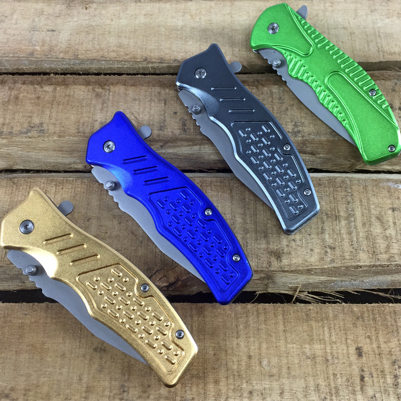 Metallic Spring Assisted 8 Pocket Knife w/ Clip - $3.99 SHIPS FREE