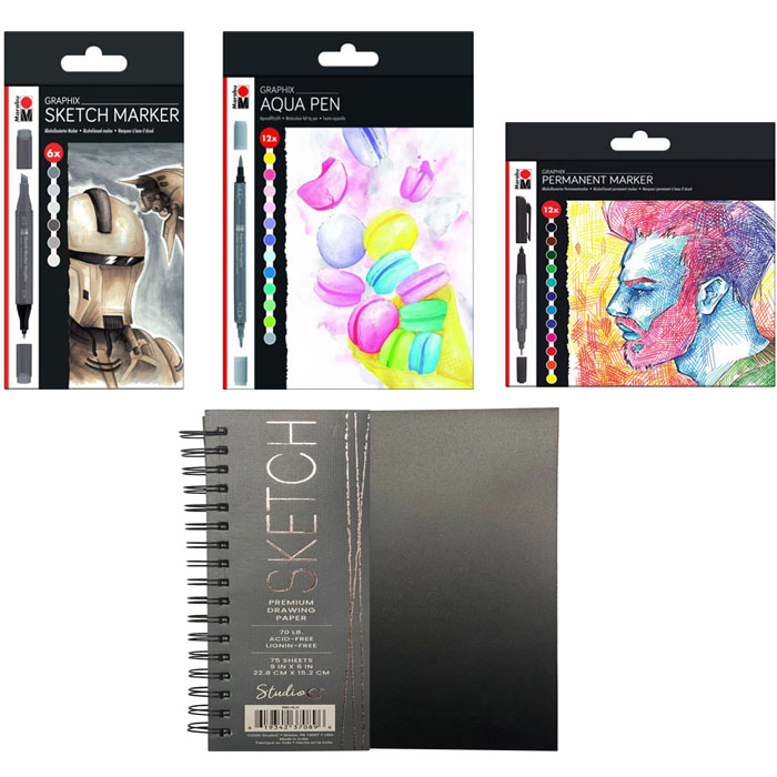 ($22 on amazon w/ 5-star reviews- see additional image, but starting at $9.99 from us!) - Art Marker / Pen Sets - Choose from Grayscale Sketch Marker Set, Watercolor Brush Markers Set, Multi-Color Sketch Marker Set - Order 2 or more and SHIPPING IS FREE!