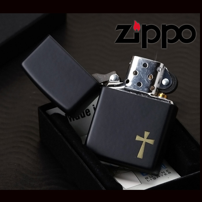 Zippo Matte Black Lighter with Cross Design In Gift Box - 1 For 